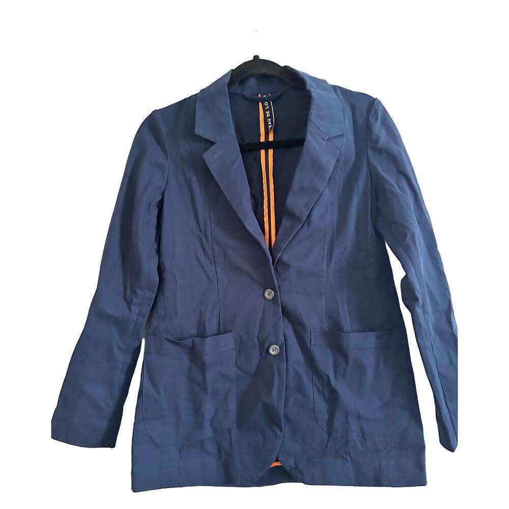 PEAU DE LOUP Beta Button Up Twill Haugom Blazer Jacket - Unisex Navy Blue - 2